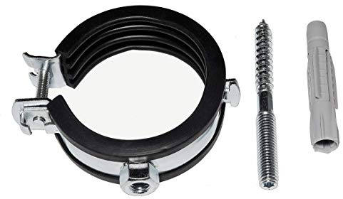 rohrfix-24 Gelenkrohrschellen 40-43 mm / 1 1/4 + Stockschrauben + Dübel (Stockschraube M 8x180 mm)