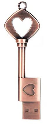 FeliSun Clés USB Forme de Coeur Pendrive Clé USB en Métal USB3.0 Stick Disque Flash en Bronze 16 Go 32 Go 64 Go Disque U Memory Stick avec Porte-clés (16 Go, Clé)