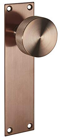 Knurled Door Knobs on Backplate in a Copper Finish