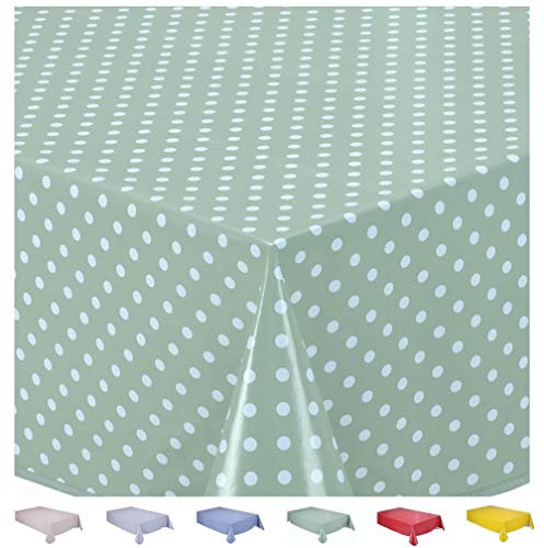Home Direct Wachstuch Tischdecke Abwaschbar Eckig 140 x 240 cm Kleine Tupfen Salbeigrün