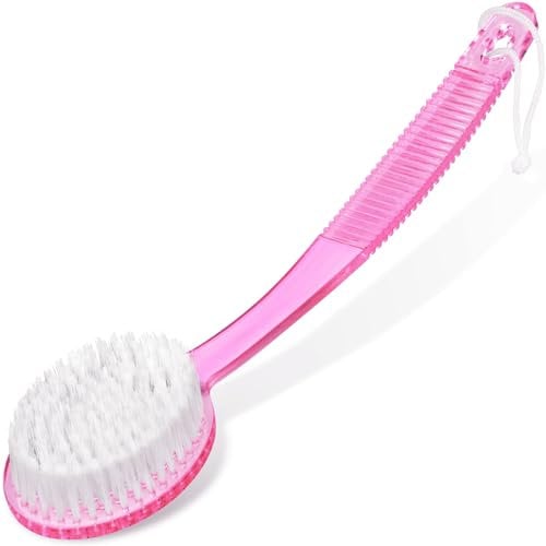 DecorRack 1 Stück Rosa Badebürste mit Borsten, langer Griff zum Peeling von Rücken, Körper und Füßen, Bade- und Duschschrubber