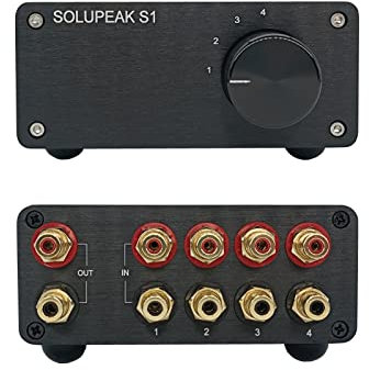 SOLUPEAK RCA-Schalter Stereo 4 in 1 Out Audio-Signalquelle Switcher HiFi Input Selector Splitter Box S1