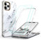 Lafunda Full Body Case for iPhone 11 and Tempered Glass Screen Protector (2 Pack) 3 in 1 Glitter Marble Design Case Full Body Protection Rugged Shockproof Cover - White/Gold