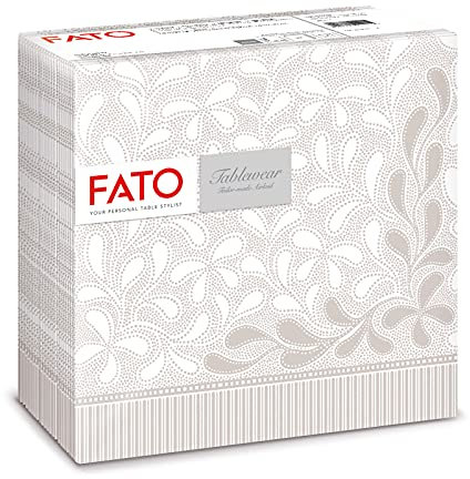 Fato - Trockene Papierservietten, Airlaid, Textileffekt, Packung mit 50 Servietten, Format 40x40 gefaltet in 4, Dekor Botanic Dust