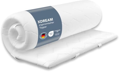 XDREAM Pure Topper | Ergonomischer Matratzentopper mit hochwertigem Kaltschaumkern | Bänder zur Befestigung | Öko-Tex Zertifiziert 100 x 200 cm