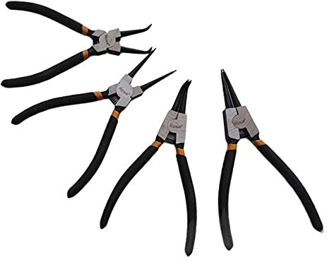 FAST WORLD SHOPPING ® Set 4 Pinze A Molla Per Anelli Elasticizzati Fermi Elastici Misura 180Mm Pinza Punte Seger