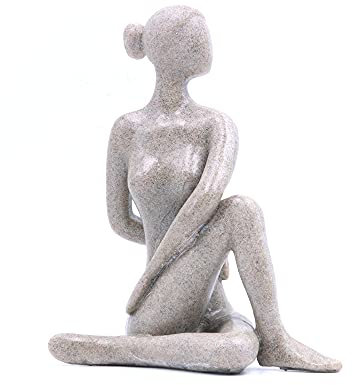 ANCLLO Statuen, Skulpturen, Statuetten, kreatives Kunstharz, seitlich, Gebet, Yoga, Mädchen, Sammelfiguren, Sammlerstück für Innenbereich, Wohnzimmer, Büro, Heimdekoration #12165