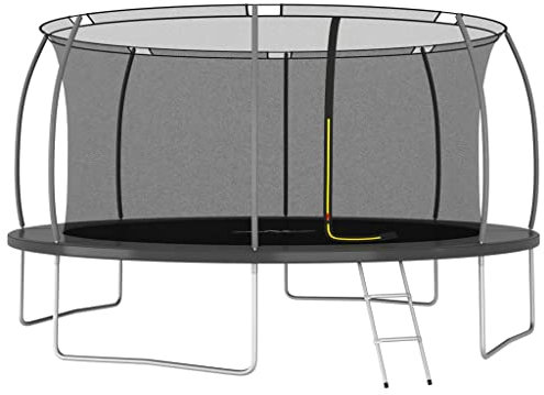 vidaXL Trampolin Set mit 2-Stufen-Leiter Regenschutz Kinder Gartentrampolin Kindertrampolin Komplettset Outdoor Rund 460x80cm 150kg