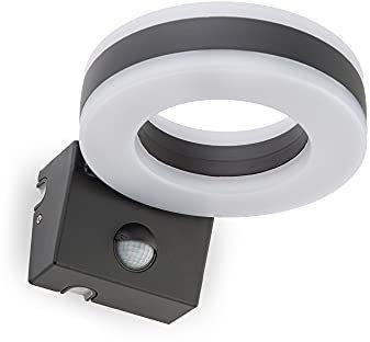 HUBER LED Wandlampe mit Bewegungsmelder 140° 20W, 1800lm I IP65 geschützte LED Außenleuchte mit Bewegungssensor I Wandleuchte innen, anthrazit