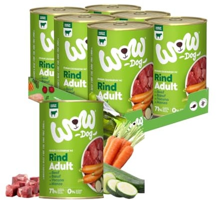WOW Dog Hunde-Nassfutter mit Rind 6 x 400g | ohne Getreide & Zucker