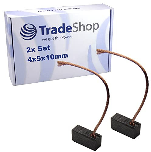 Trade-Shop - Escobillas de carbón para motor, 4 x 5 x 10 mm, para muchos coches, camiones, motores, aire acondicionado, ventilador, limpiaparabrisas, bomba de agua