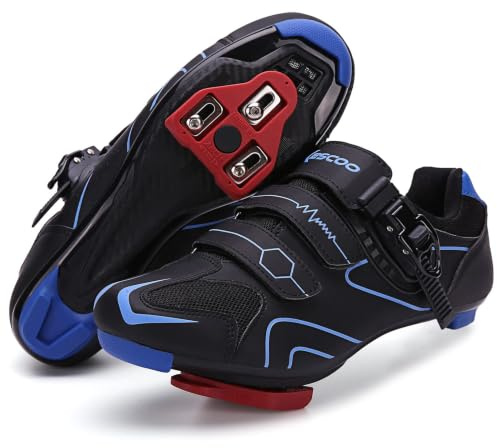 Mens Womens Cycling Shoes Compatible with Peloton Road Bike BlackBlue 10