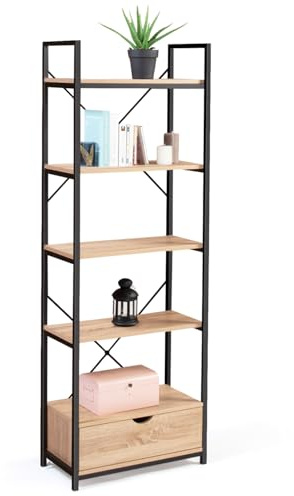 IDMarket - Etagère 5 Niveaux avec tiroir Detroit Design Industriel