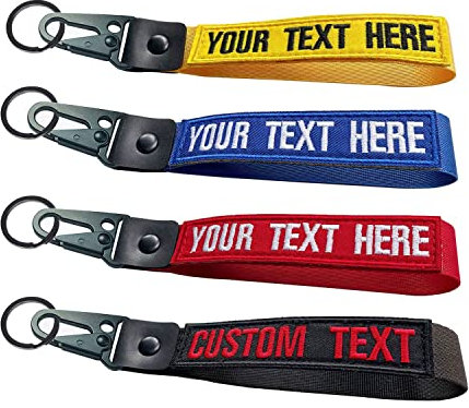 Brillina Personalized Keyring, Custom Embroidery Text Number Gift Keychain, Car Key Chain Clip Nylon Webbing Keychain for key,Motorcyclist,Tactical Backpack