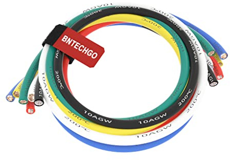 BNTECHGO Kit de câbles en silicone de calibre 10, 6 couleurs chacune, 1,5 m de long, flexible 10 AWG, fil de cuivre étamé
