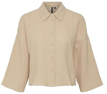 Vero Moda Women's VMNATALI Crop Shirt WVN NOOS Top, Irish Cream, XL