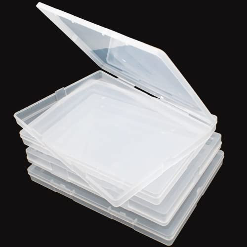 4 Piezas Caja Plana de Plastico B6 Archivos Transparente Suministros Oficina Portátiles Estuche Para Proyectos de Documentos Organizadores Papel Almacenamiento 18x13x1,7cm
