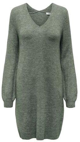 JDY Women's Elanora L/S V-Neck Dress KNT Noos Dress