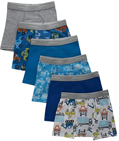 Hanes Jungen Potty Trainer Underwear, Boxer Briefs Available, 6-Pack Trainingsunterwäsche für Babys und Kleinkinder, Boxershorts, Blau/Grau, Sortiert, 6 Stück, 4 Jahre (6er Pack)