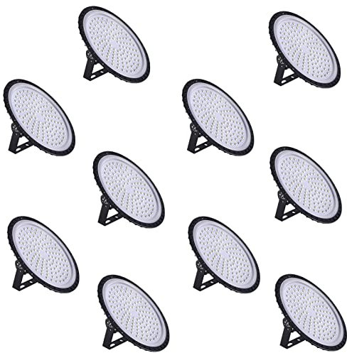 500W LED Strahler Industrielampe, 50000LM UFO LEDWerkstattlampe, 6500K Kaltweiß LED High Bay Licht Hallenstrahler, Hallenbeleuchtung für Garage Werkstätten Fabrikhallen - 10 Stücke