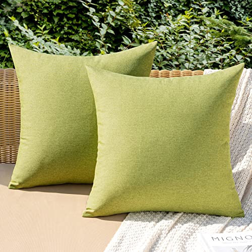 MIULEE 2er Set Wasserdicht Kissenbezug Outdoor Sofakissen Dekokissen Modern Kissenbezüge Dekorativ Kissenhülle Deko aus Polyster Leinen-Optik für Garten Sofa Wohnzimmer Bett 45x45 cm Matcha Grün