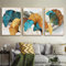 HTWLMM Feuille Végétale Abstrait Toile Tableau Bleu Vert Jaune Or Art Peintures Affiche Et Impressions Images Murales pour Chambre Salon Decoration sans Cadre (3X50X70CM)