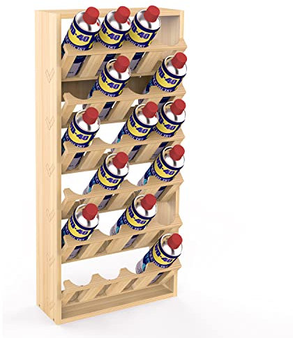 Nisorpa Wood Spray Bottle Holder 24 Can Spray Paint Storage Rack Wooden Spray Paint Holder Wall Mounted Lube Can Storage Rack Paint Bottle Organizer for Garage Workspace