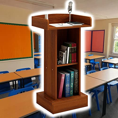 ENHEN Rednerpult Braunes Podium Rednerpult Ständer für Lehrplattform, Klassenzimmer Büro Kirche Rede Laptopständer, Bodenstehender Klassischer Präsentationsständer