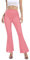 Damen Rave Sheer Mesh Glänzende Hosen Ausgestellte Hohe Taille Glocke Bottom Hose für Party Dance Festival, Pink, X-Groß