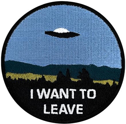 Urbanski Patch UFO I want to leave zum Aufbügeln 7,4 x 7,4 cm | Aufnäher Applikation Bügelbild