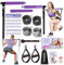 Pilates Stange, Pilates Bar Set mit 2 Paar Widerstandsbänder(25/30Lbs), Metall-Einstellung Schnalle & Ausbildung Poster, Pilates Skulptur Fitness Stange for Home Gym Workout Equipment(Frauen)