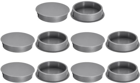 QUARKZMAN Bouchon de Trou en Plastique 41mm/1.61, 10Pcs Type Encastré, Cache Trou Bouchon de Verrouillage à Pression Ronde pour Meubles, Embouts d'Insertion de Panneaux, Gris