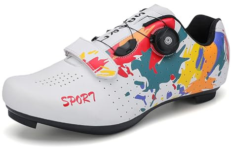 SDEQA Fahrradschuhe Herren Damen Rennradschuhe Kompatibel mit Peloton Look SPD SPD-SL Delta Lock Pedal Atmungsaktive Radschuhe Radsportschuhe,Weiß,39 EU