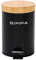 simpa 3L 3 Litre Matt Black Slim Soft-Closing Pedal Dustbin with Bamboo Lid
