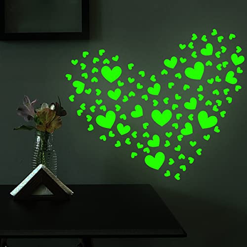 INF 2-Blatt Im Dunkeln leuchtende Herz-Aufkleber, Leuchtende Wandsticker Selbstklebend Spiel Wandtattoo Kinderzimmer für Glühen im Dunkeln Aufkleber Leuchtsticker