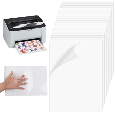 Vesaneae 20 Blatt Aufkleber Papier für Drucker A4, Selbstklebende Folie zum Bedrucken, Druckerpapier Transparent, Klebefolie Druckerpapier für Tintenstrahl- und Laserdrucker (Klar, nicht wasserfest)