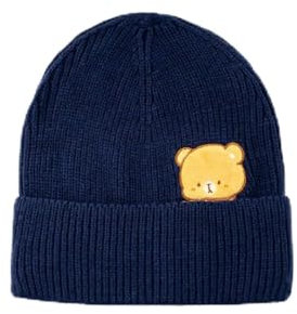 Milkmochabear Milk Mocca Winter Beanie - Niedliche warme Strickmütze Mütze für Damen und Herren mit gesticktem Charakter, Mokka, Einheitsgr��e