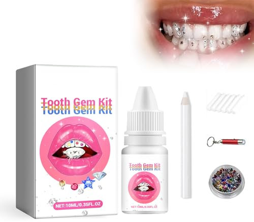 Zahnschmuck Set Mit Kleber, Tooth Gem Kit Zahnedelstein-Set DIY Zahn-Edelstein-Kit Zahnstein Schmuck Zahnverzierungs Dekoration Für DIY-Nagel Und Zähnedekoration