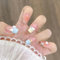 24pcs French Tip False Nails Short Coffin Blue Edge Press on Nails Pink Ombre Cute Moon Heart Fake Nails Glue on Nails Stick on Nails Removable Fake Nails Women Girls Nail Art Accessories