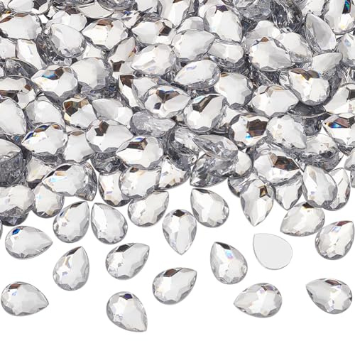 FINGERINSPIRE 250 STK 18x13mm Facettierte Tropfen Acryl Strass Edelsteine Klare Flache Rückseite Tropfenförmige Strasssteine Kunststoff Edelsteine Kristall Acryl Juwelen In Tropfenform Zur DIY