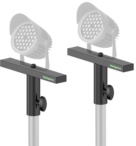 NiuNyuNeu T-Bar Light Extension Cross Bars DJ Light Stand for Tripod Mount | 2-Pack, Single Light Installation