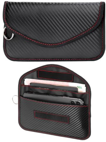 Sylvil Faraday-Tasche, Karbonfaser, für Handys, Laptops, Autoschlüssel und Tablets, Diebstahlschutz und Anti-Tracking, RFID-Signalblockierungshalter, Autozubehör (groß)