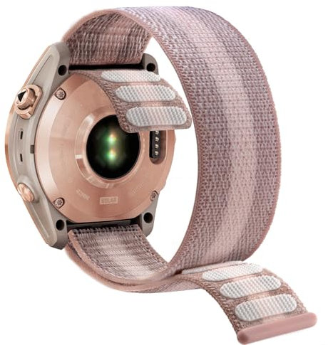 YOOSIDE 20mm Loop Nylon Armband für Fenix 6S / Fenix 5S / Fenix 7S / epix Pro 42mm / Instinct 2S, Ultraleichtes Schnell Trocknen Schleife Waschbar Uhrenarmband für Garmin Descent Mk2S (Rosa Grau)