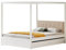 xixiworkshop Himmelbett 140×200 cm mit großen Schubladen und weicher Rückenlehne, Holz Bett Weiß/Grau (Weiß, 140×200 cm)