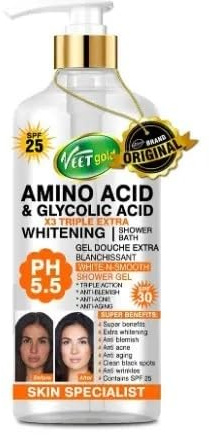 Veetgold Amino Acid & Glycolic Acid Shower Gel for Women, Veetgold Gentle Exfoliating, Moisturizing Body Wash, Refreshing Fragrance, Ideal for Daily Use, 1 Pcs