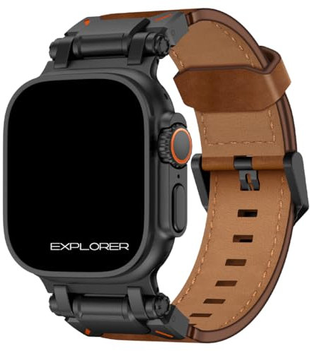 Correa de Cuero Prémium Explora para Apple Watch Ultra 2 - Ultra - SE - 10-9 - 8 (42 I 44 I 45 I 46 I 49 mm) (Negro|Marrón)