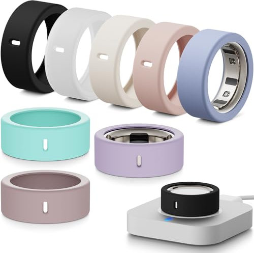 Hexasider [8 Stück] Smart Ring Protector für Oura Ring Gen 4/4 Ceramic/Gen 3/Ultrahuman Ring, Anti-Sturz Elastische Silikon Cover Schutzhülle Zubehör für Oura Ring (S für 4/5/6/7)