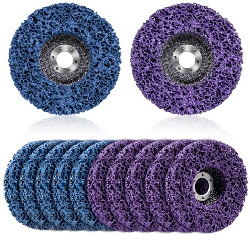 12 Pcs Strip Discs Stripping Wheel 115mm 4.5 Inch Paint Stripping Discs for Angle Grinder, Durable Poly Rust Remover Stripping Wheel Set for Quick Angle Grinder Clean Scaling Corrosion (Blue & Purple)