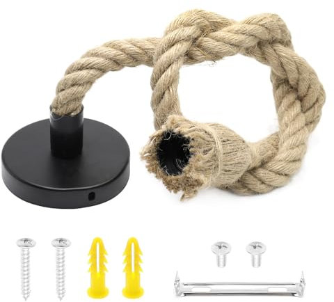 GOIYZTTR Lustre en Corde de Chanvre E27 Rétro Suspension Corde Avec Câble Réglable de 100cm Style Industriel Corde Lustre pour Restaurant Bar Cafe Lighting Utilisation(Non Compris L'ampoule)