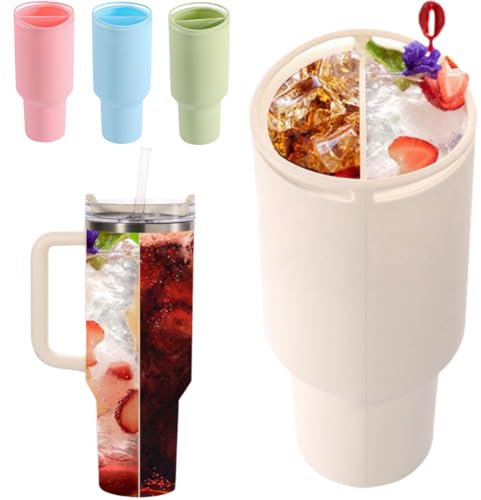 2-In-1 Cup Dividers for Stanley 40 Oz Tumbler with Handle,Reusable Drink Separator Silicone Liner for Stanley Cup 40oz,Silicone Cup Dividers Inserts for Cold Drink Separator for Juice,Coffee,Cocktails